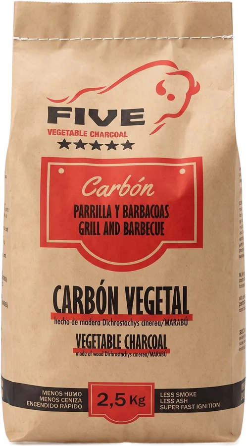 Saco de papel kraft de 2,5 kg de carbón vegetal FIVE